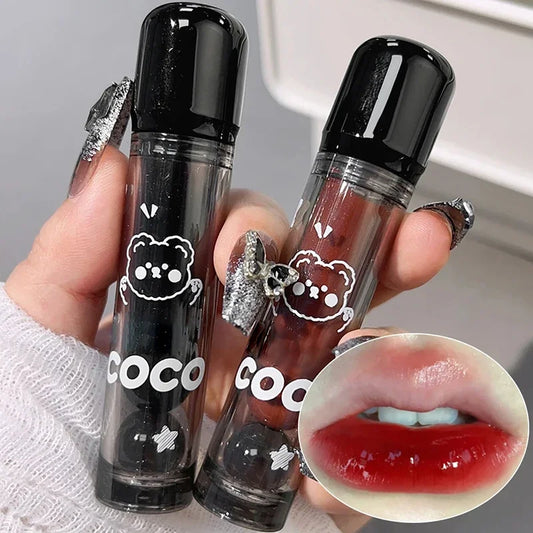 Dark Red Brown Mirror Juice Lip Gloss Non-stick Cup Waterproof Moisturizing Lasting Highly Pigmented Red Liquid Lipstick Makeup