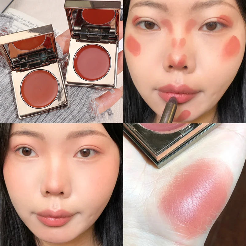 Waterproof Blush Lipstick Cream Multi-purpose Lasting Brightening Moisturizing Lip Cheek Balm Face Blusher Girls Korean Cosmetic