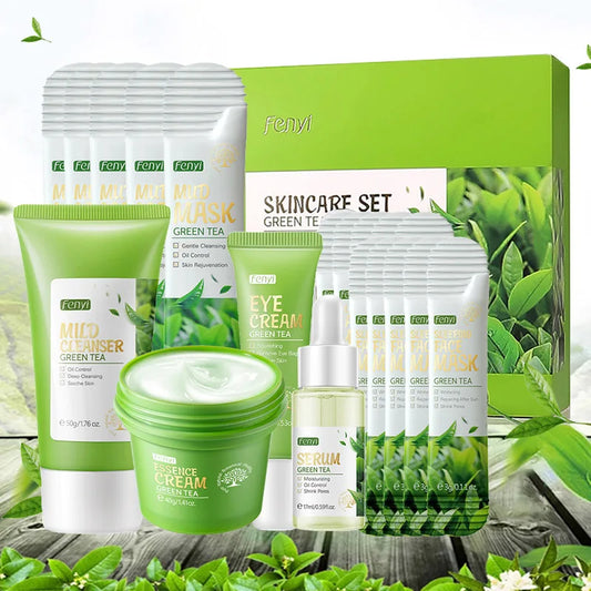 Kit Green Tea Skin Rejuvenation Face Essence Korean Face Cream Fade Dark Circles Eye Cream Anti Aging Skin Care