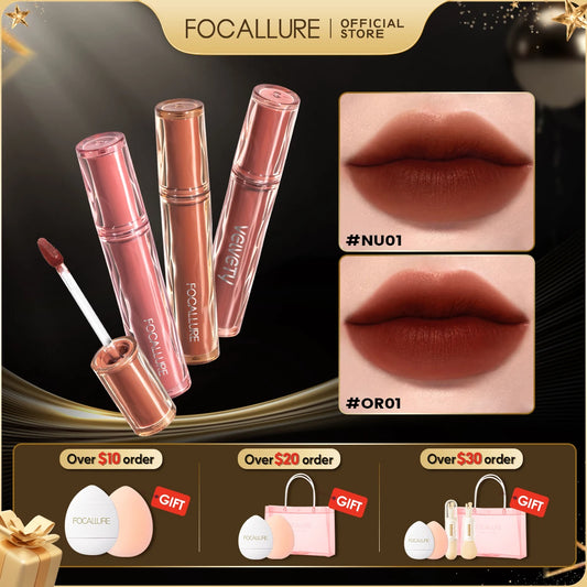 FOCALLURE Velvet Matte Lip Gloss Silky-smooth Long-lasting Liptint Moisturizing Liquid Lipstick Cream Lip Glaze Makeup Cosmetics