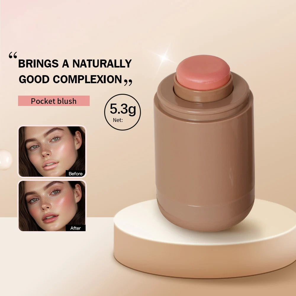 Blush Stick Lasting Brightens Facial Cheek Stick 3-in-1 Moisturizing Flash Lip Gloss Makeup Lip Gloss Face Rouge rhode