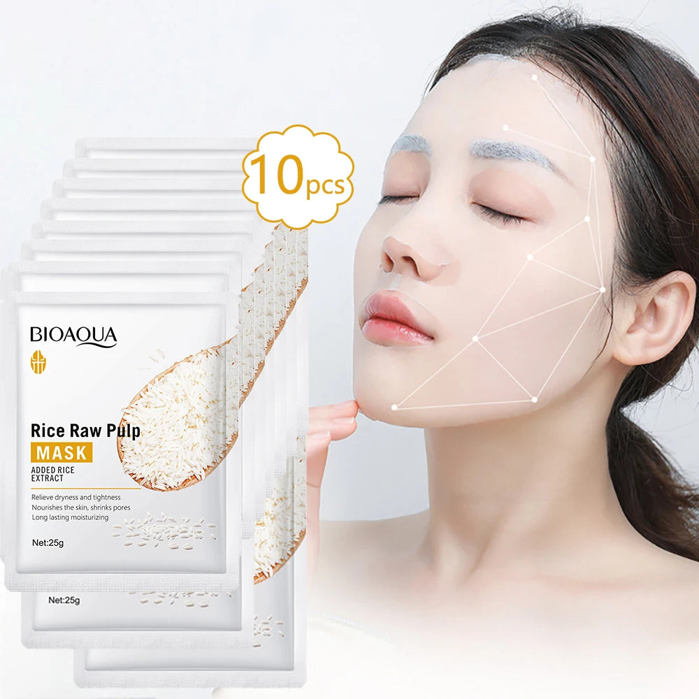 Skin Care Moisturize Facial Mask Rice Raw Pulp Essence Shrink Pores Oil-Control Anti-Aging Whiten Korean Cosmetics Face Care