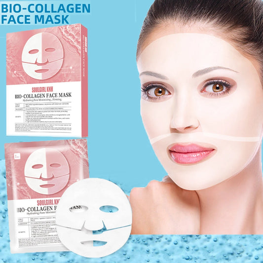 5PCS Absorbable Bio-Collagen Face Mask Wrinkle Remover Fade Fine Lines Lifting Nicotinamide Brightening Moisturizing Skin Care