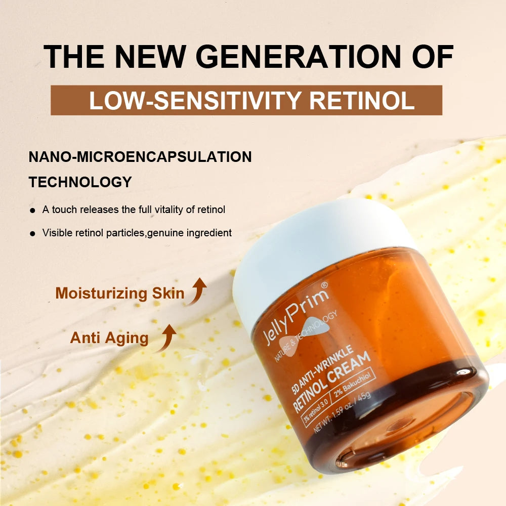 Retinol Anti Wrinkle Face Cream Vitamin E Neck Forehead Lines Lifting Hyaluronic Acid Moisturizing Facial Cream Skin Care 50g