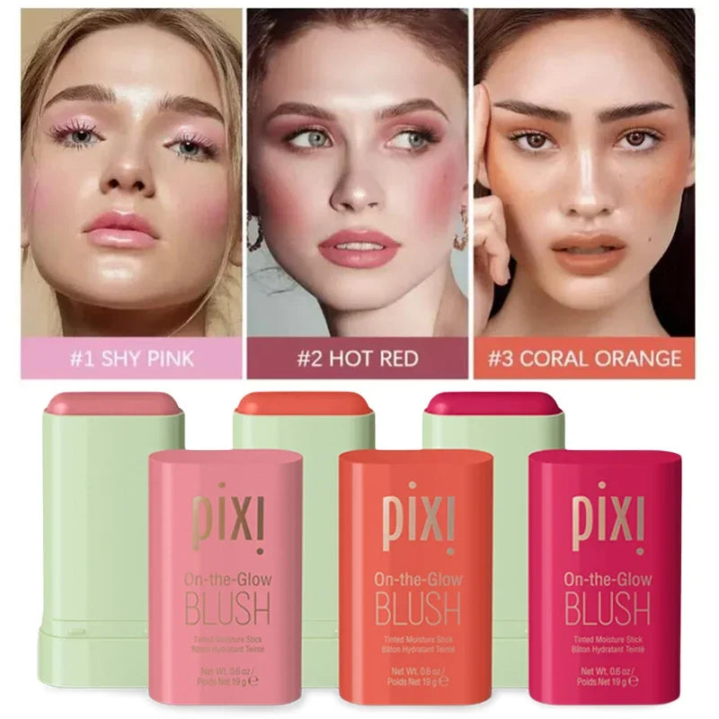 Functional Pixi Blush Stick Waterproof Easy Color Natural Lustre Rouge Blusher Color Rendering Brightening Skin Tone Vibrant