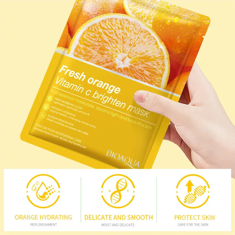 8pcs BIOAQUA Fruits Moisturizing Face Mask skincare Firming Brightening Facial Masks Face Sheet Mask Skin Care Products