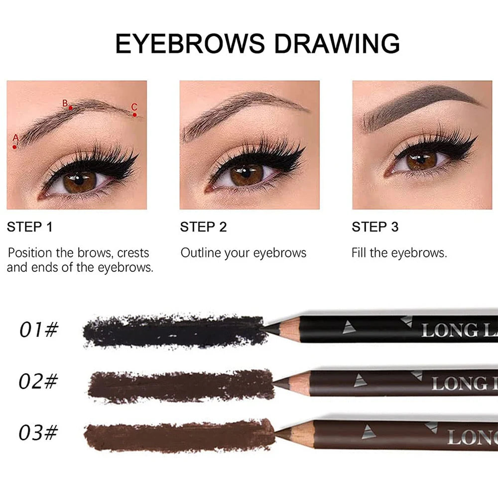 6pcs Eyebrow Pencil Waterproof Easy to Color Long Lasting Eye Liner Gel Pen Women Professional Eye-Makeup Pencil Cosmetic Tools