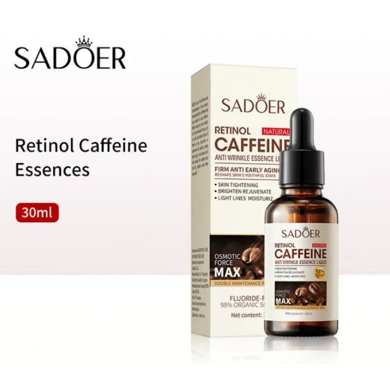 SADOER Caffeine Retinol face Serum Shrink Pores Repair Dry Peeling Moisturizing Hydrating eye Serum Brighten Facial Skin Care