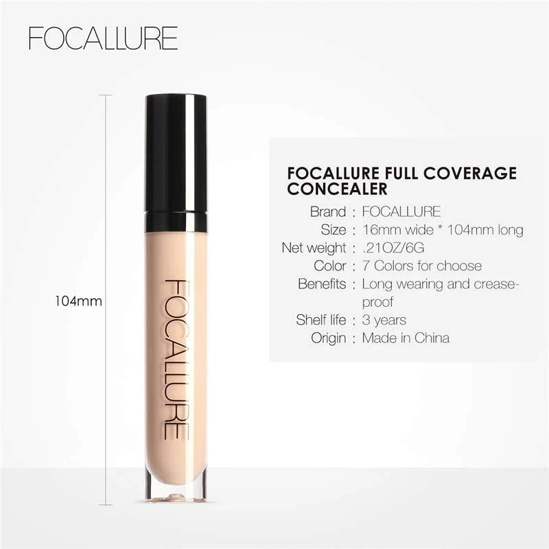 FOCALLURE Face Concealer Full Coverage Oil Control Base Waterproof Moisturizing Liquid Foundation Makeup For Women's Cosmetics