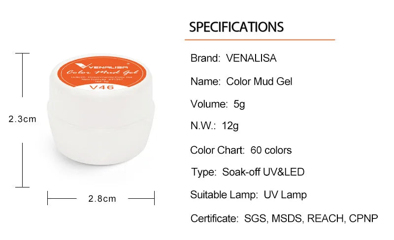 Venalisa Gel Nail Painting Solid Creamy Gel Nail Manicure 60 Color UV LED Soak Off Paint Gel Ink UV Gel Nail Polishes Lacquer