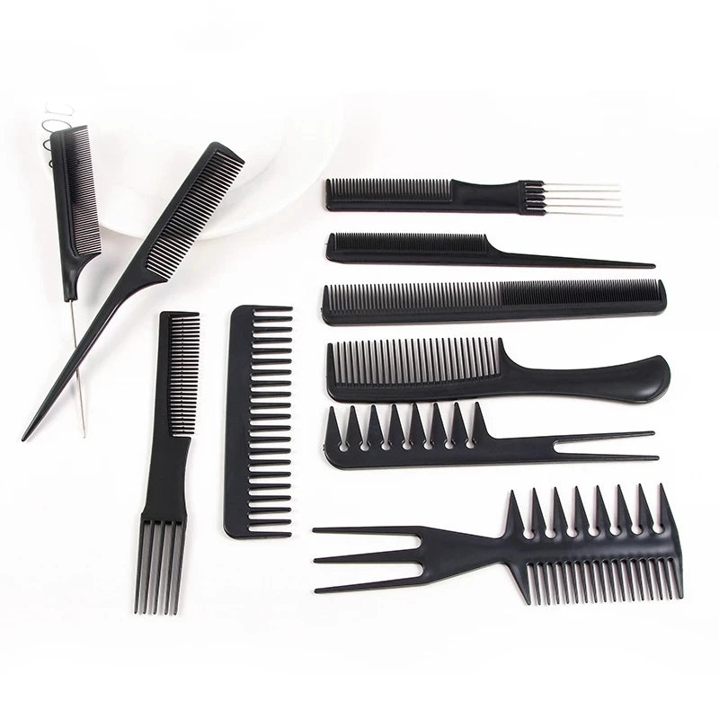 10pcs Barber Hairdressing Combs Multifunction Hair Detangler Comb Anti-static Haircare Hairstyling Set Stylist Accessories Tools