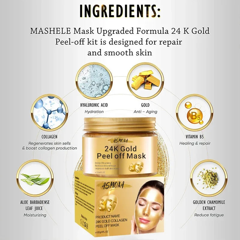 24K Gold Peel Off Blackhead Mask,Gold Facial Mask Deep Cleansing Great Face Skin Care