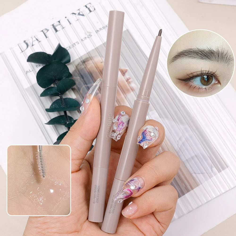 Double Ended Ultra Fine Eyebrow Pencil Waterproof Long Lasting No Blooming Eyebrow Styling Soap Brows Gel Eyes Makeup Cosmetics