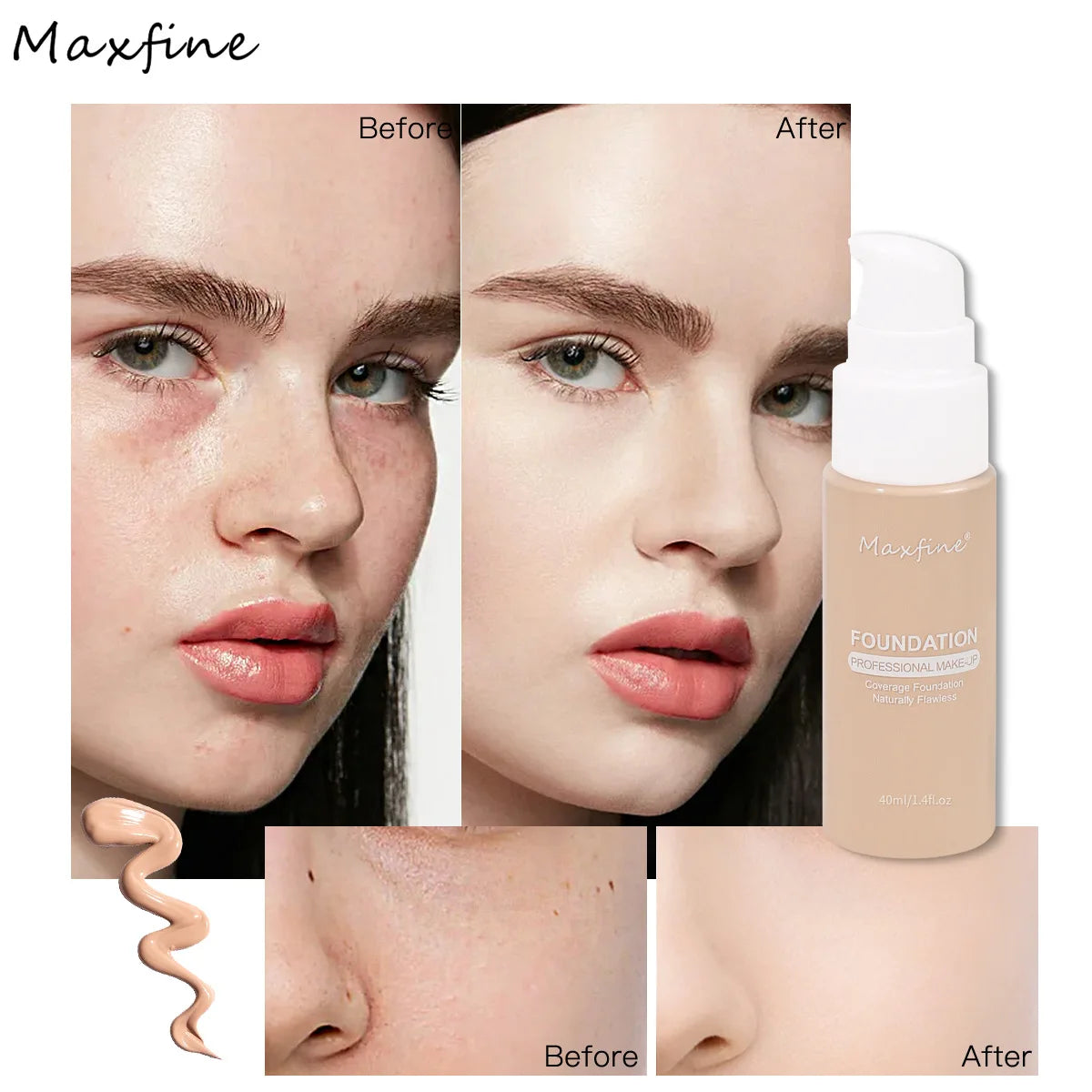 Foundation Cream Oil-Control BB Cream Matte Base Brightening Concealer Lasting Full Coverage