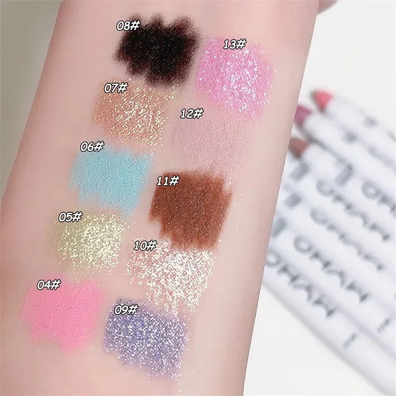 13 Colours Glitter Highlighter Pearlescent Undercover Pencil Waterproof Long-lasting Bright Eye Stick White Silver Eye Makeup