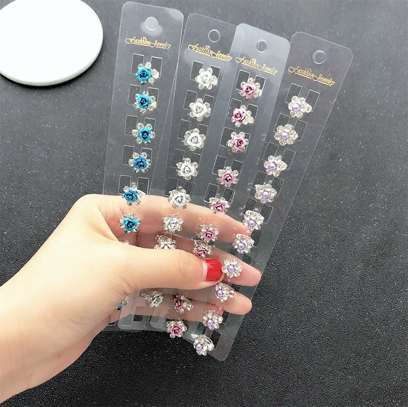 Korean Water Diamond Bean Buckle Hair Clip for Children and Girls Small Children Mini for Baby Hairstyle Fixing Accessories