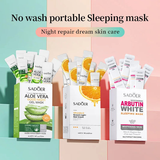 60pcs Rice Aloe Collagen Firming Mask Protein Face Care Moisturizing Hydrating Face Masks Wash-Free Sleeping Mask Skin Care