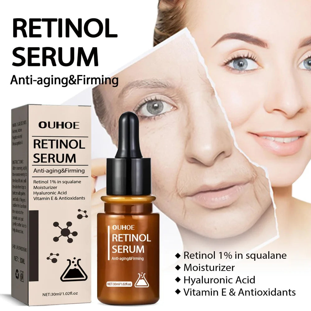 Retinol Wrinkles Removal Face Serum Lift Firming Anti-Aging Fade Fine Lines Skin Care Essence Moisturizing Beauty Health Product