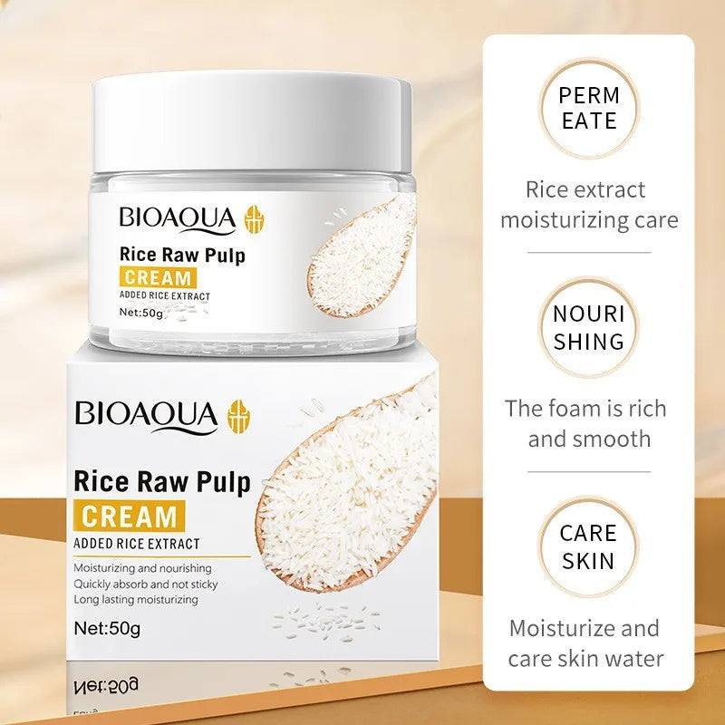 6pcs/set BIOAQUA Rice Raw Pulp Skin Care Sets Face Cream Serum Firming Moisturizing Facial Cleanser Toner Korean Face Care