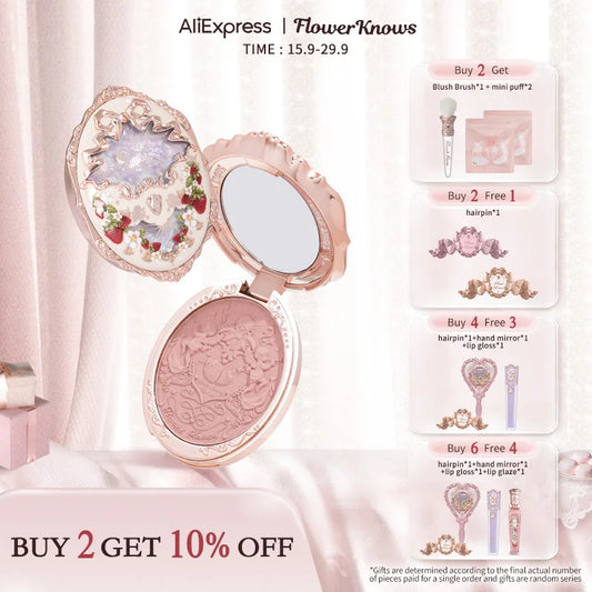 Flower Knows Strawberry Rococo Series Embossed Blush Powder