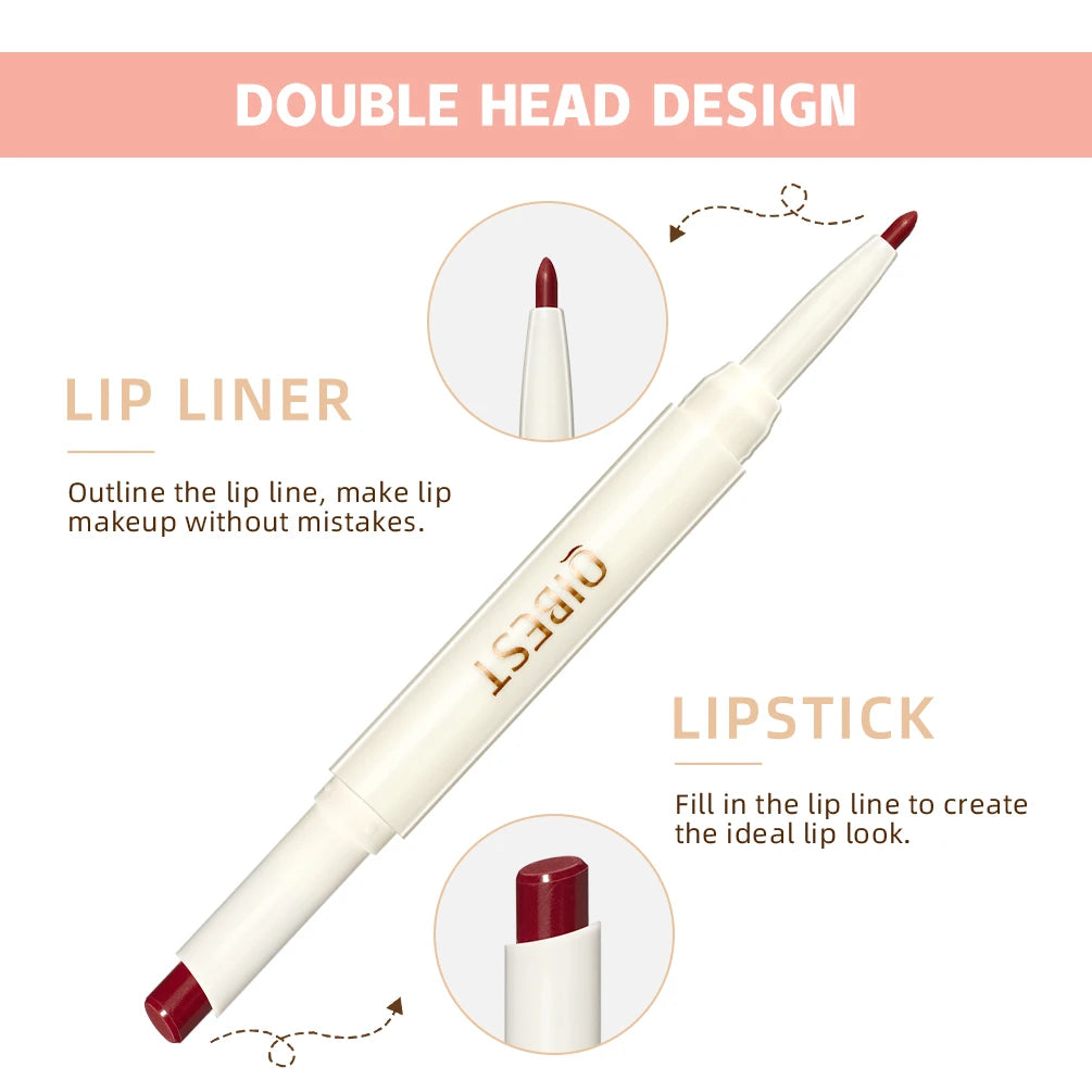 2 IN 1 Lip Liner Waterproof Matte Lipstick Pencil Makeup Set Contour Tint Sexy Red Long Lasting Moisturizer Lipliner Cosmetics