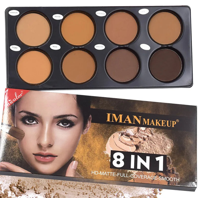 8 Colors Matte Face Foundation Contour Palette Face Makeup Palette for Women 3D Contouring Shadow Wheat Color Bronze Water Proof