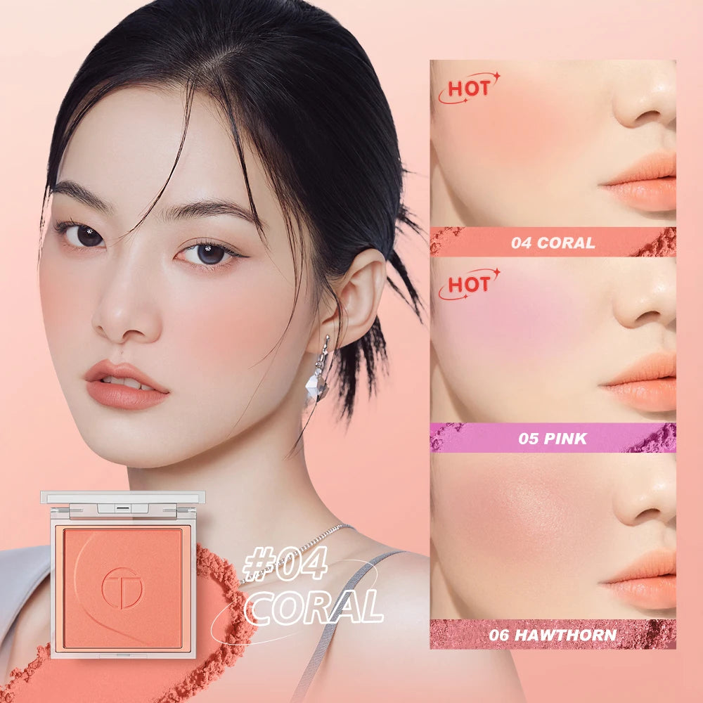 O.TWO.O 6 Color Blusher Mineral Soft Powder Long Lasting Natural Cheek Contour Palette Blush Shadow Matte Rouge Powder