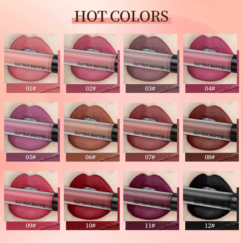 QIBEST Super Stay Matte Ink Liquid Lipstick Makeup Long Lasting High Impact Color Velvet Nude Lip Gloss Waterproof Red Lip Tint