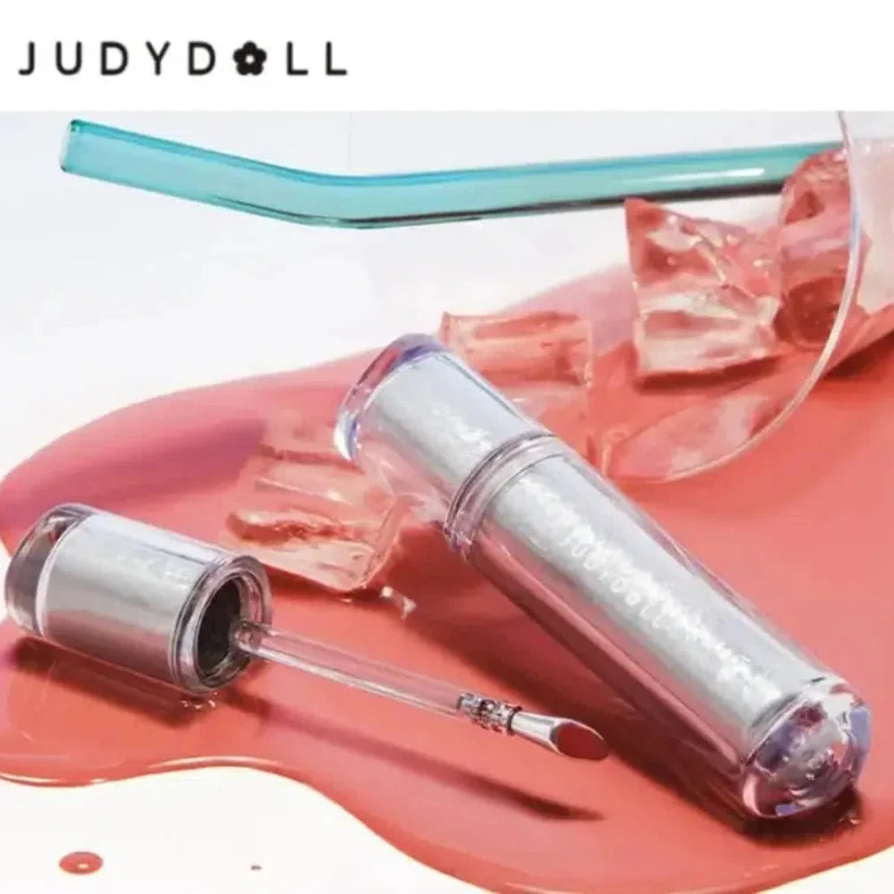 Judydoll Ice Iron Lip Glaze Lipsticks Non-Stick Cups Mirror Shine Watery Lip Lotion Metal Brush Head Makeup Cosmetics