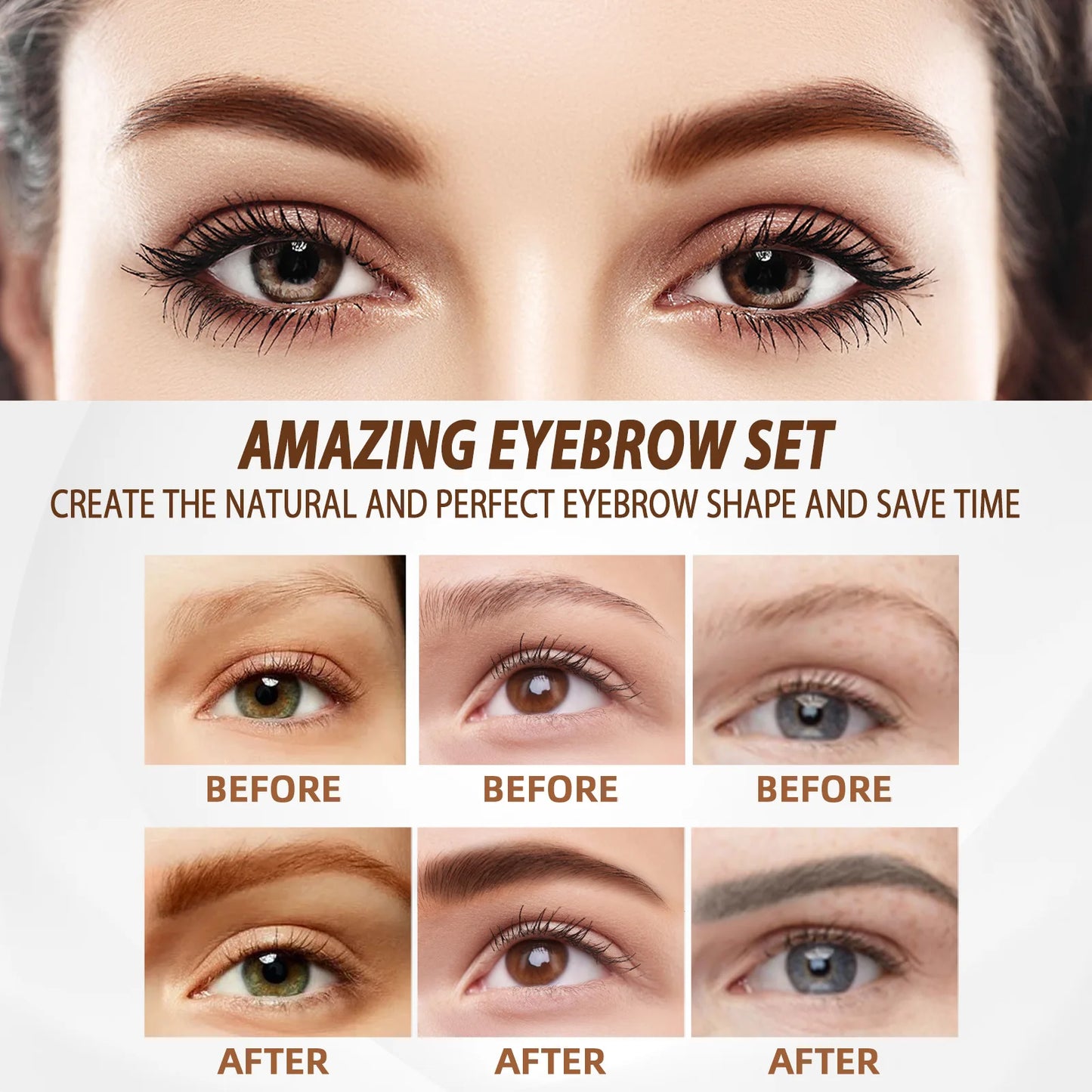 Eyebrow Stamp Shaping Kit Set Eye Brow Enhancer Waterproof Long Lasting Easy Colouring Brown Black Brow Makeup Eyebrow Cream Gel