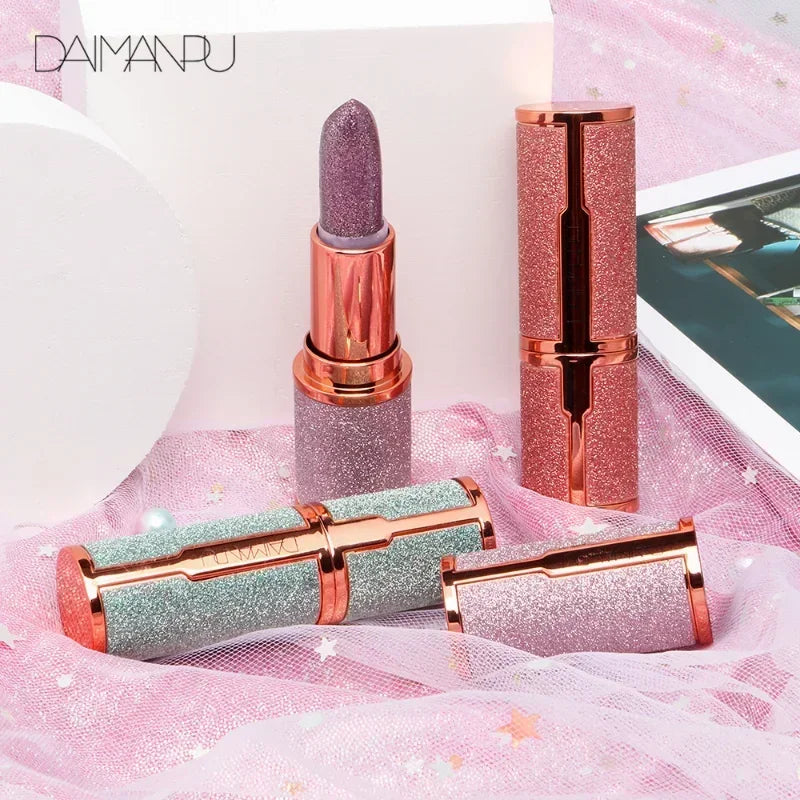 3 Colors Glitter Lipstick Temperature Color Changing Waterproof Long Lasting Nonstick Cup Lip Gloss Pink Sexy Cosmetics Makeup