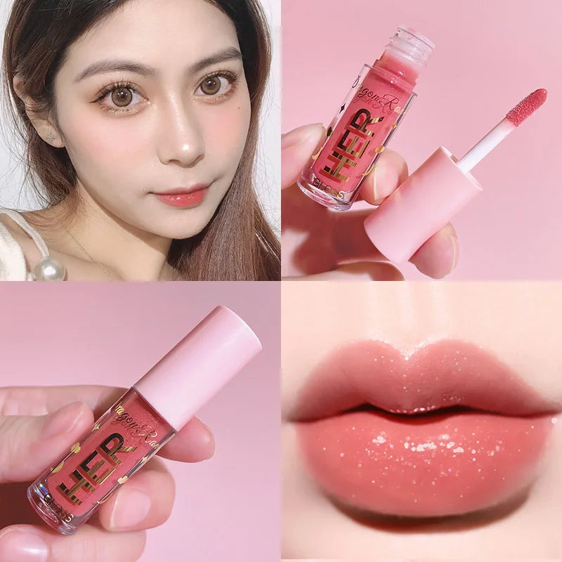 8colors Glitter Crystal Jelly Lipgloss Nourishing Liquid Lipstick Pearlescent Long Lasting Sexy Lipglaze Korean Cosmetics Makeup