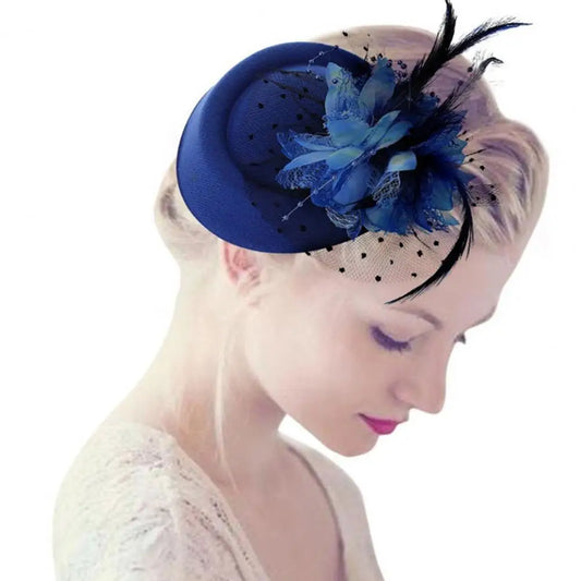 Exquisite Fascinator Hat With Hair Clip Decorative Anti-fall Faux Feather Flower Mesh Headwear Hair Accessories