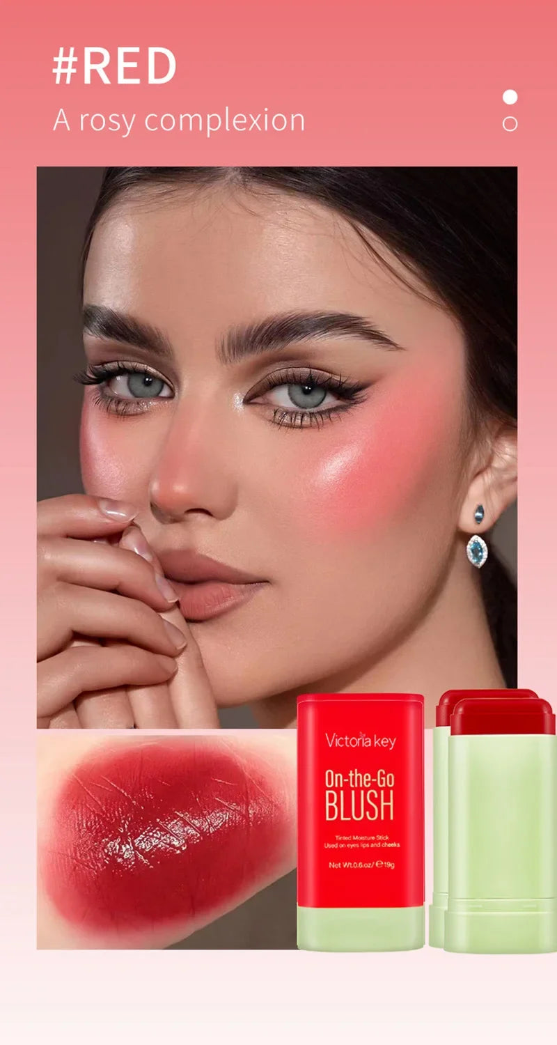 Blush Stick Multi-function Natural Cheek Face Rouge Blusher Cream Lasting High Color Rendering Brightening Skin Tone Waterproof