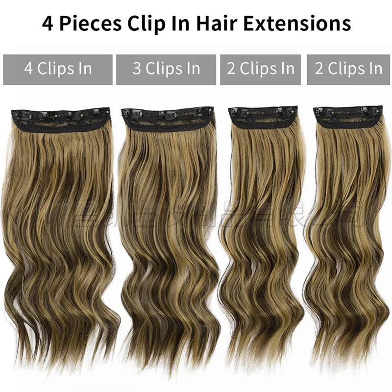 Wigs Long Curly Wigs Women's Hair Wigs Four-piece Set Clip Hair Chemical Fiber Hair Extension Piece