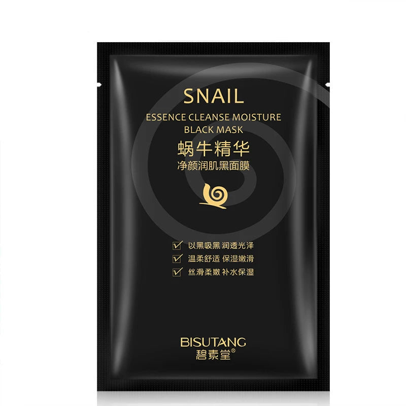 10pcs Snail Essence Black Facial Masks Face Sheet Mask Skincare Moisturizing Cleaning Pore Oil Control Skin Care Face Masks