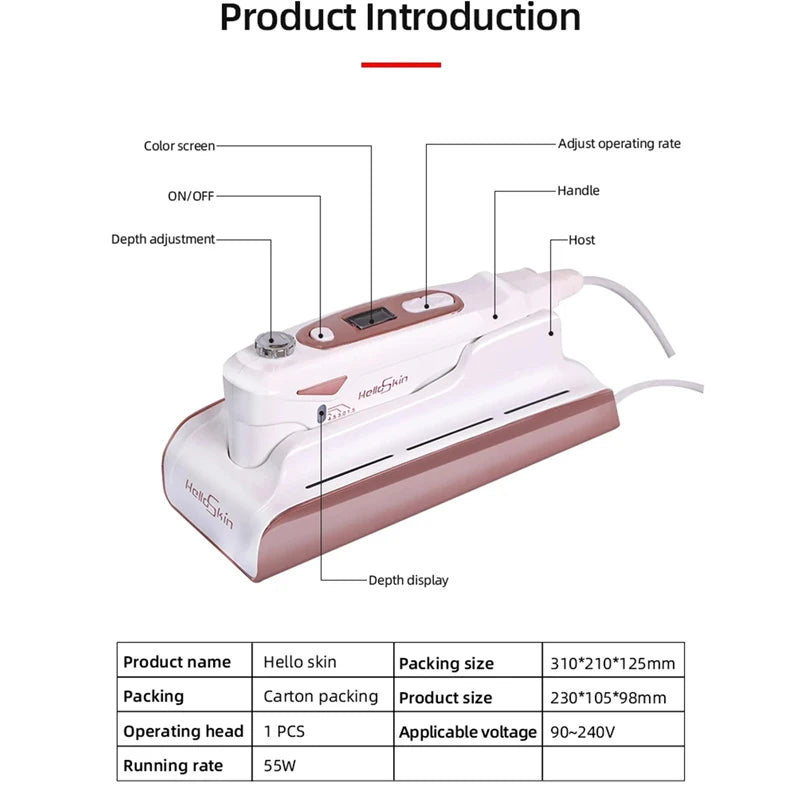 Hifu Focused Beauty Machine Mini Hifu Therapy Skin Tightening Facial Lifting Delicate Skin Whitening Device Anti Wrinkle Aging