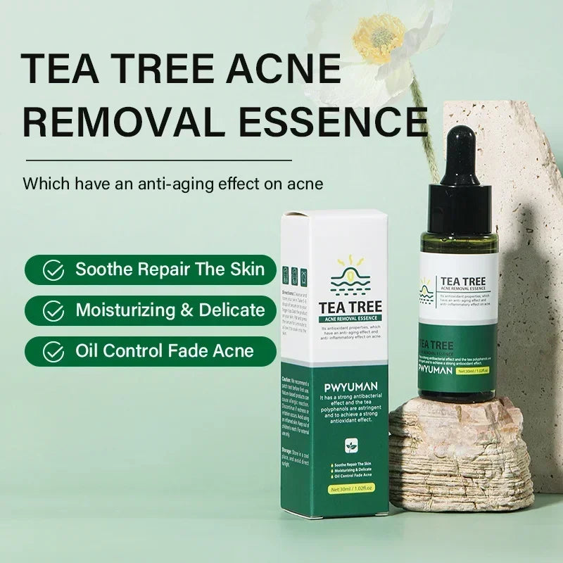 Tea Tree Acne Removal Serum Repair Pimple Spots Shrinking Pore Remove Blackheads Facial Cleaning Fade Acne Marks Whitening Skin