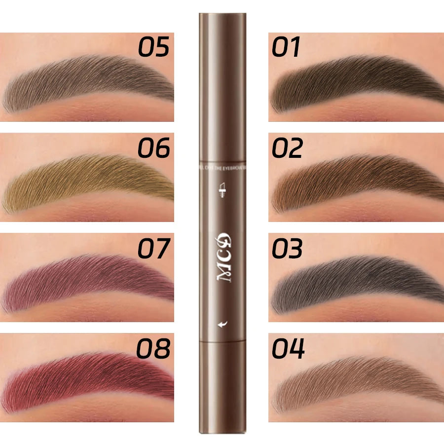 8 Colors Double Microblading  Eyebrow gel Pencil Makeup Natural Waterproof  eyebrows Pen Long Lasting Cosmetics  Brown  Eye brow