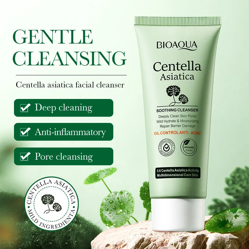 BIOAQUA Centella Asiatica Facial Cleanser Moisturizing Oil Control Face Cleansing Face Wash Foam Facial Cleanser Skin Care