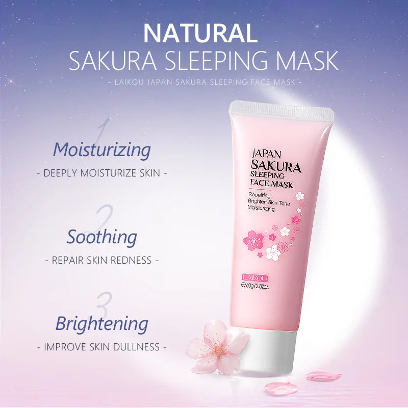 Japan Sakura Sleeping Face Mask Moisturizing Nourishing Good Night Facial Mask No Washing Hydrating Skin Care Products