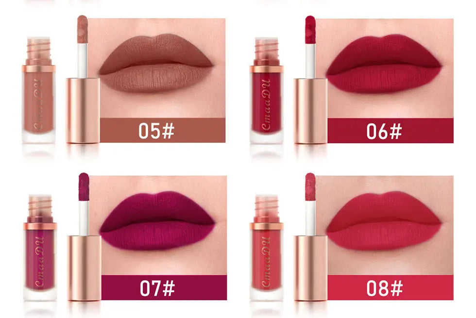 CmaaDu 12Color Long-Lasting Lip Sense Color Makeup Waterproof  Lipsticks Matte Velvet Lip Gloss