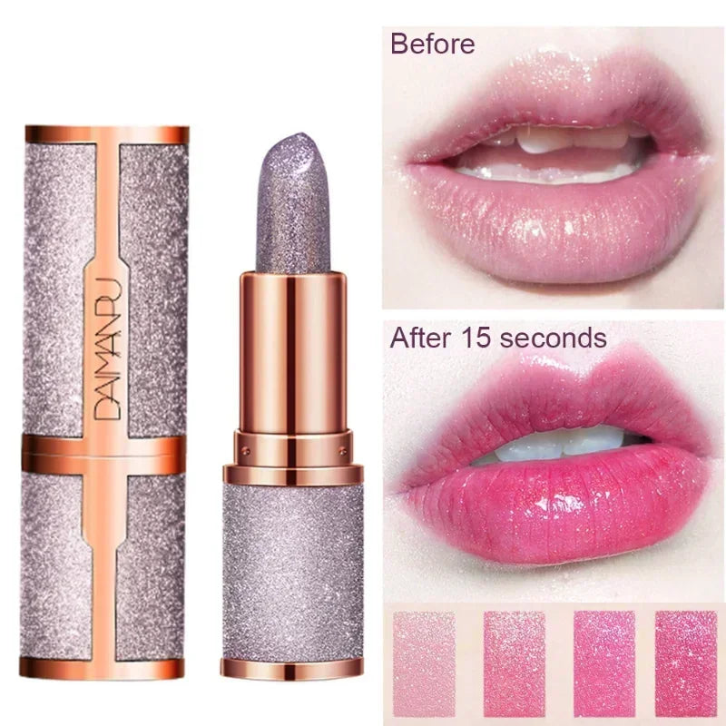 3 Colors Glitter Lipstick Temperature Color Changing Waterproof Long Lasting Nonstick Cup Lip Gloss Pink Sexy Cosmetics Makeup