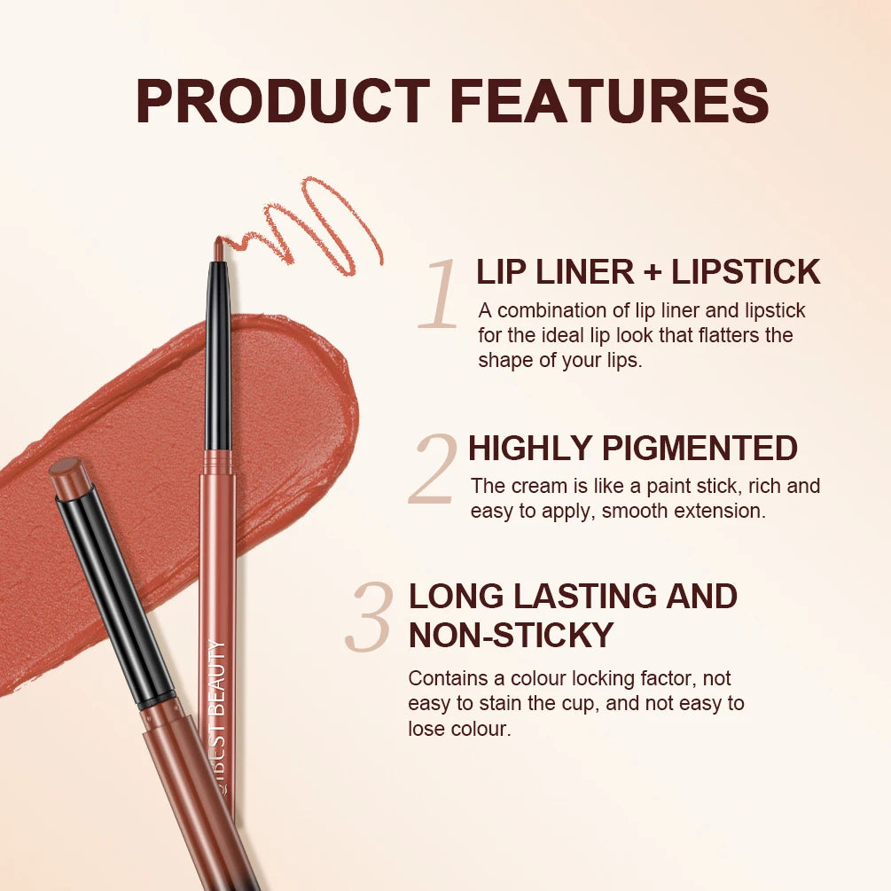 New Matte Nude Lipstick Pen Long Lasting Lipliner Lip Pencil Waterproof Lip Liner Contour Sexy Red Lip Makeup Set For Women