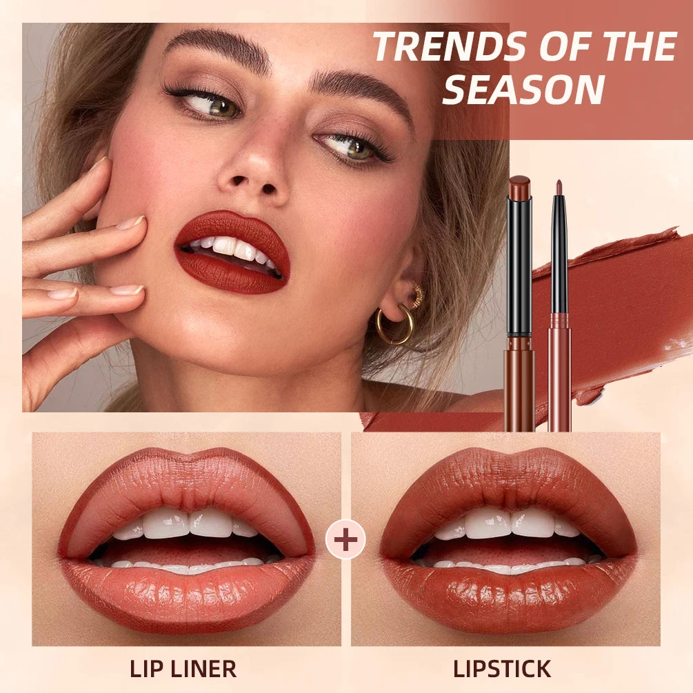 New Matte Nude Lipstick Pen Long Lasting Lipliner Lip Pencil Waterproof Lip Liner Contour Sexy Red Lip Makeup Set For Women