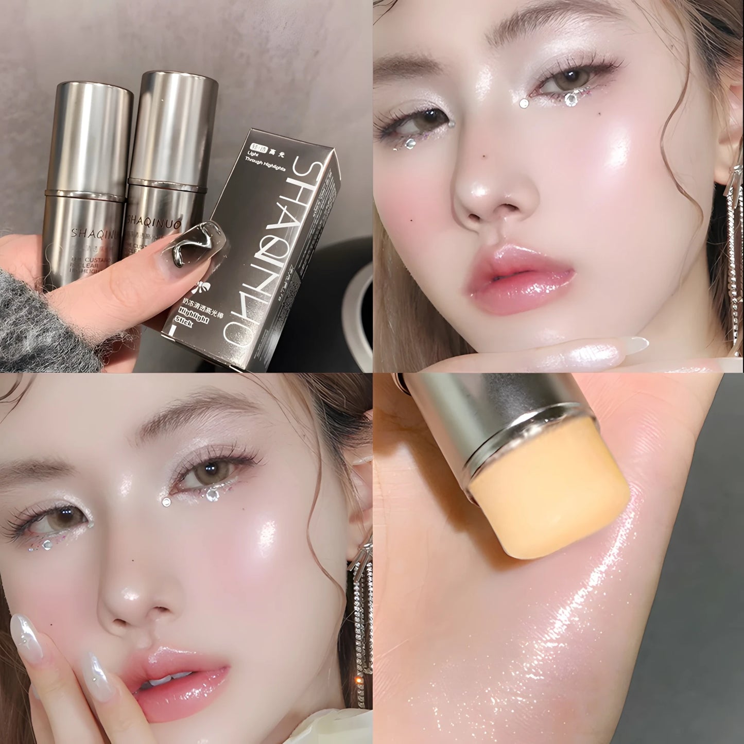 Korean Water-light High-light Stick Wet Shiny Translucent Eye Highlighter Pearl Silkworm Brightens Eye Shadow Pen Makeup