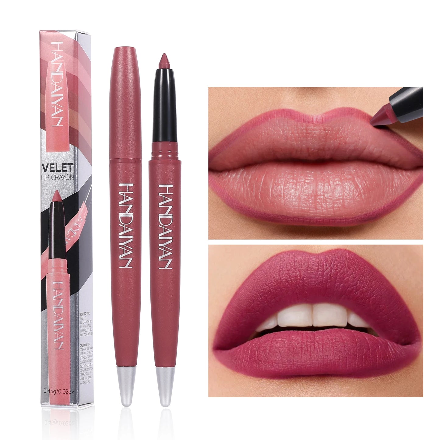 Handaiyan 6 Colors Matte Waterproof Velvet Nude Lipstick Pencil Lip Liner Sexy Red Pink Pigments Makeup Long Lasting