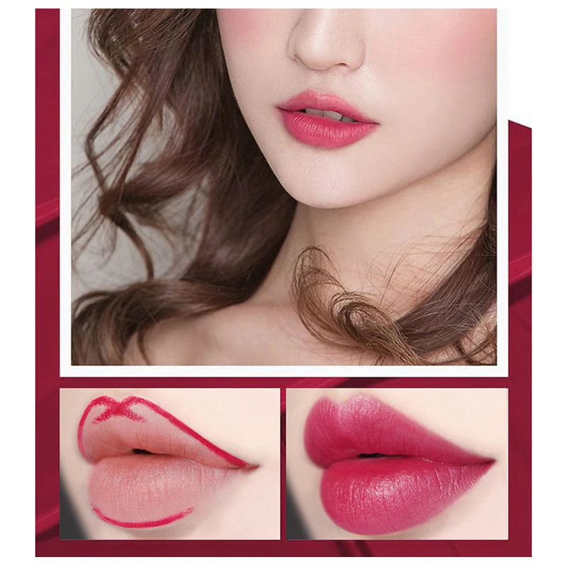 2 IN 1 Lip Liner Waterproof Matte Lipstick Pencil Sexy Red Long Lasting Keep Makeup Lipliner Double Headed Tubule Lipstick Pen