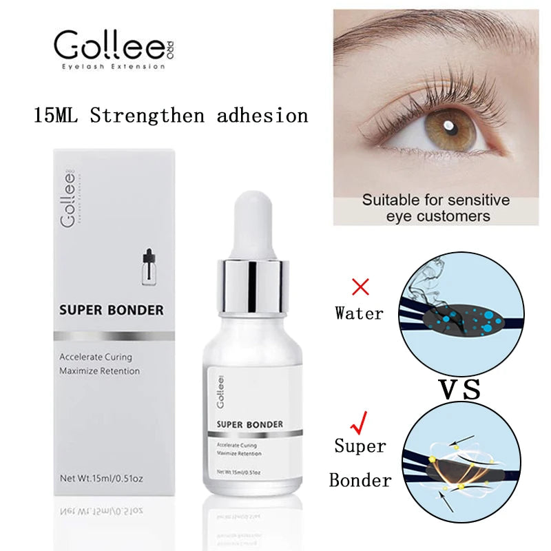 Gollee 5ml Eyelashes Adhesive 5Pcs Glue Lash Bonder 15ml Low Odor False Eyelash Glue Waterproof Eye Lash Cosmetic Tools Makeup