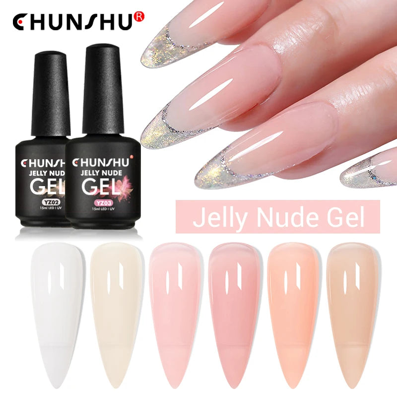 CHUNSHU15ML Translucent Jelly Nude Gel Nail Polish High Quality Semi Permanent Milky White Gel Varnish Nail Art For Nails Salon